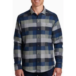 KUHL Men's Pixelatr Flannel Long Sleeve -On Running Store 7336 pixelatr flannel ls sea glass front pdp photo 41ff3d12 a73b 4e05 b69d e2a7db21f2b9