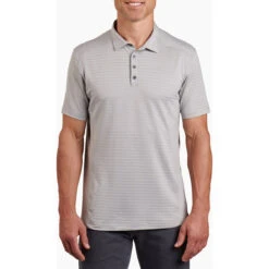 Men's AirKuhl Polo -On Running Store 7344 airkuhl polo cloud gray front