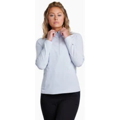 KUHL Women's Bandita 1/2 Zip Pullover -On Running Store 8453 Bandita Pullover Hoody Zenith Front