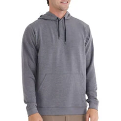 Men's Bamboo Fleece Pullover Hoody -On Running Store fleece pullover hoody heather navy men top 1