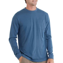 Men's Bamboo Heritage Pocket Long Sleeve 7 Men's Bamboo Heritage Pocket Long Sleeve -On Running Store heritage pocket long sleeve heron blue men top 1