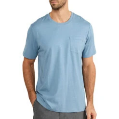Men's Bamboo Heritage Pocket Tee -On Running Store heritage pocket tee blue fog men top 1