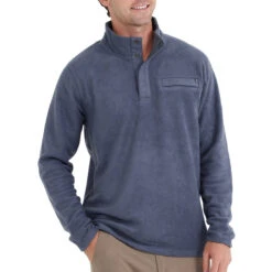 Men's Bamboo Polar Fleece Snap Pullover 11 Men's Bamboo Polar Fleece Snap Pullover -On Running Store polar fleece snap pullover indigo men top 1