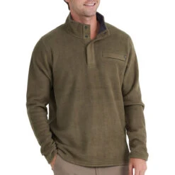 Men's Bamboo Polar Fleece Snap Pullover 10 Men's Bamboo Polar Fleece Snap Pullover -On Running Store polar fleece snap pullover military green men top 1